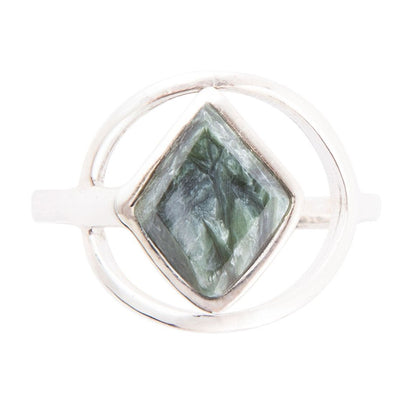 North Star Green Seraphinite and Sterling Silver Ring Barse Jewelry