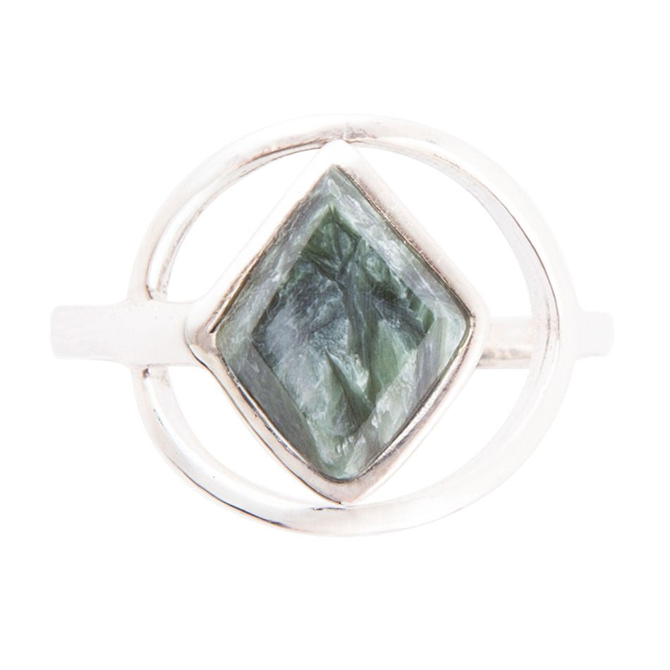 North Star Green Seraphinite and Sterling Silver Ring Barse Jewelry