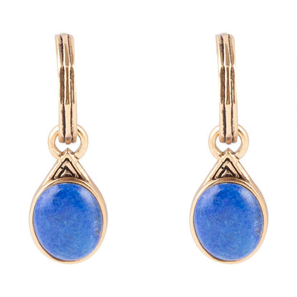 Nova Half-Hoop Blue Lapis and Golden Earrings Barse Jewelry