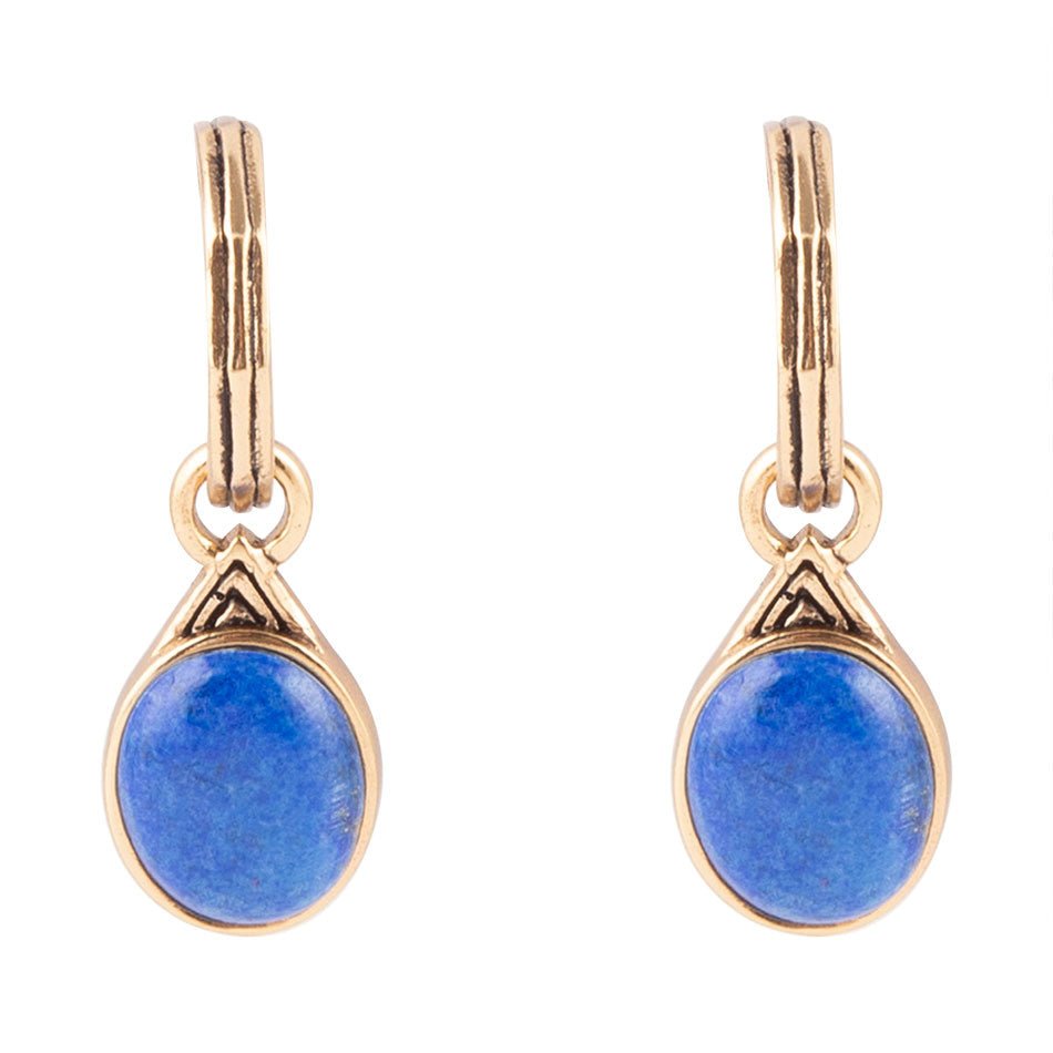 Nova Half-Hoop Blue Lapis and Golden Earrings Barse Jewelry
