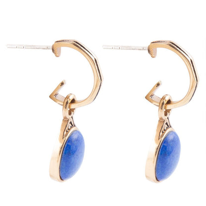 Nova Half-Hoop Blue Lapis and Golden Earrings Barse Jewelry