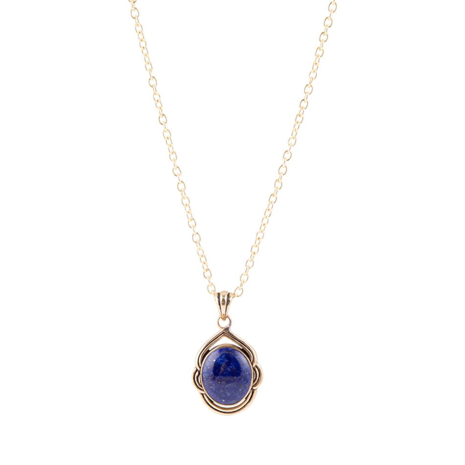 Nova Blue Lapis Pendant and Golden Necklace Barse Jewelry