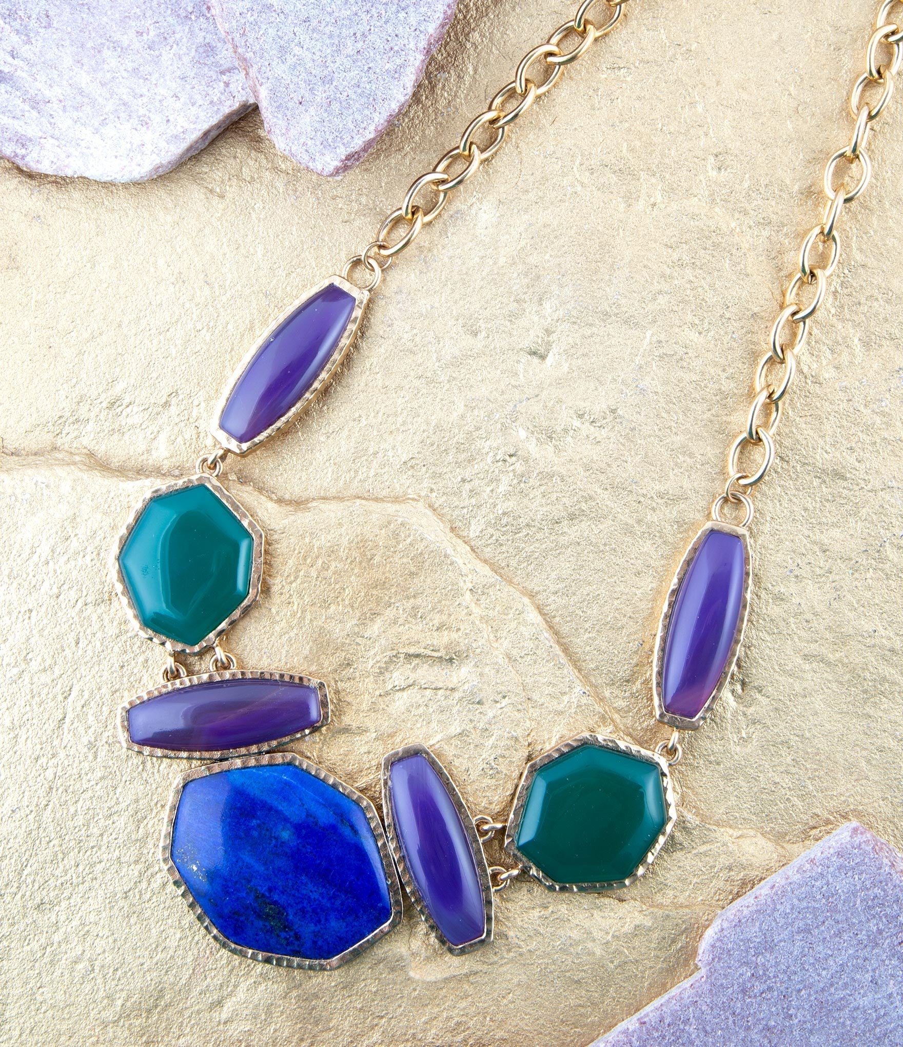Odyssey Lapis Multi Stone Statement Necklace Barse Jewelry