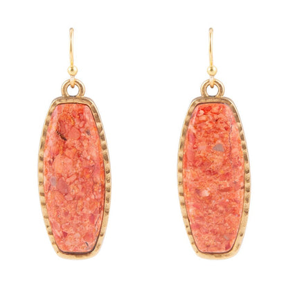 Odyssey Long Orange Sponge Coral Golden Statement Earrings Barse Jewelry
