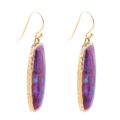 Odyssey Long Purple Turquoise and Bronze Statement Earrings Barse Jewelry