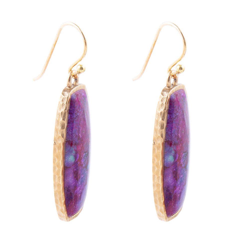 Odyssey Long Purple Turquoise and Bronze Statement Earrings Barse Jewelry