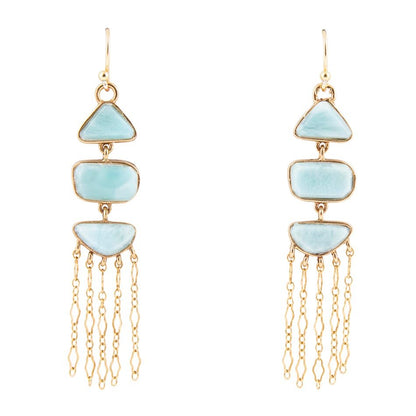 Ohana Blue Larimar Golden Chandelier Drop Earrings Barse Jewelry