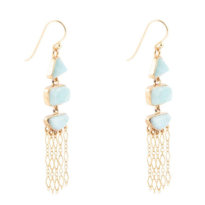 Ohana Blue Larimar Golden Chandelier Drop Earrings Barse Jewelry