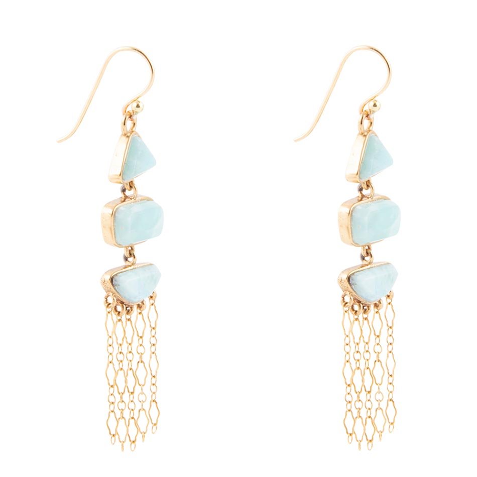 Ohana Blue Larimar Golden Chandelier Drop Earrings Barse Jewelry
