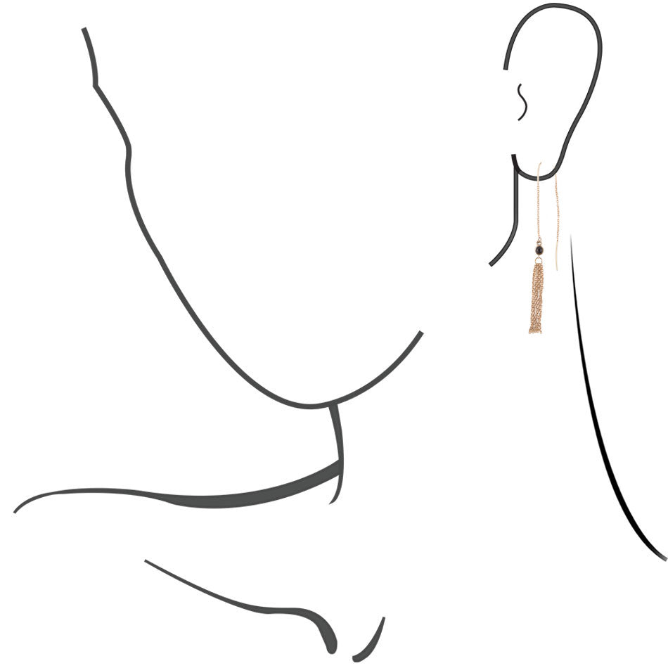 Onyx and Chain Threader Earrings Barse Jewelry