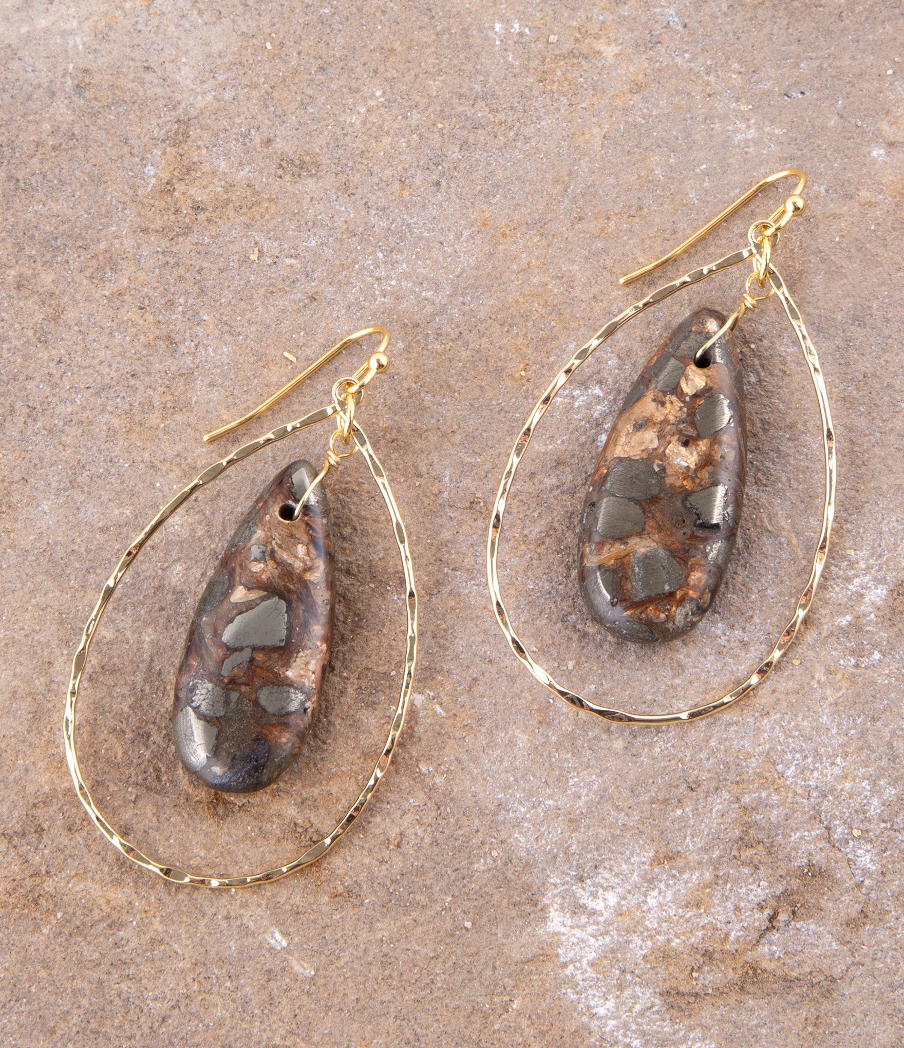 Onyx Matrix Teardrop Statement Earring Barse Jewelry