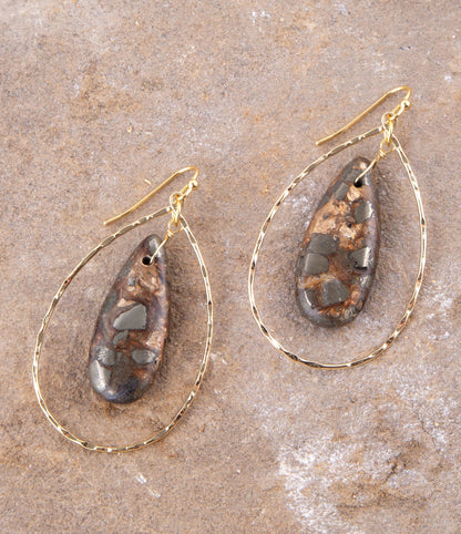 Onyx Matrix Teardrop Statement Earring Barse Jewelry