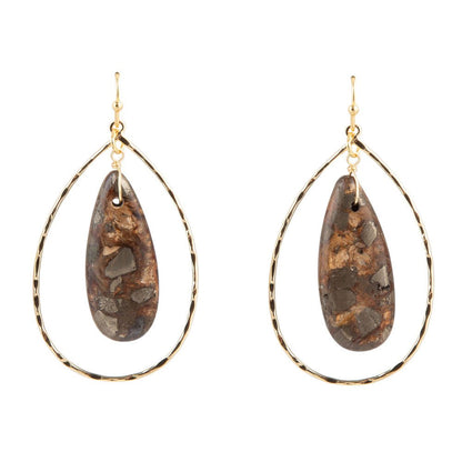 Onyx Matrix Teardrop Statement Earring Barse Jewelry