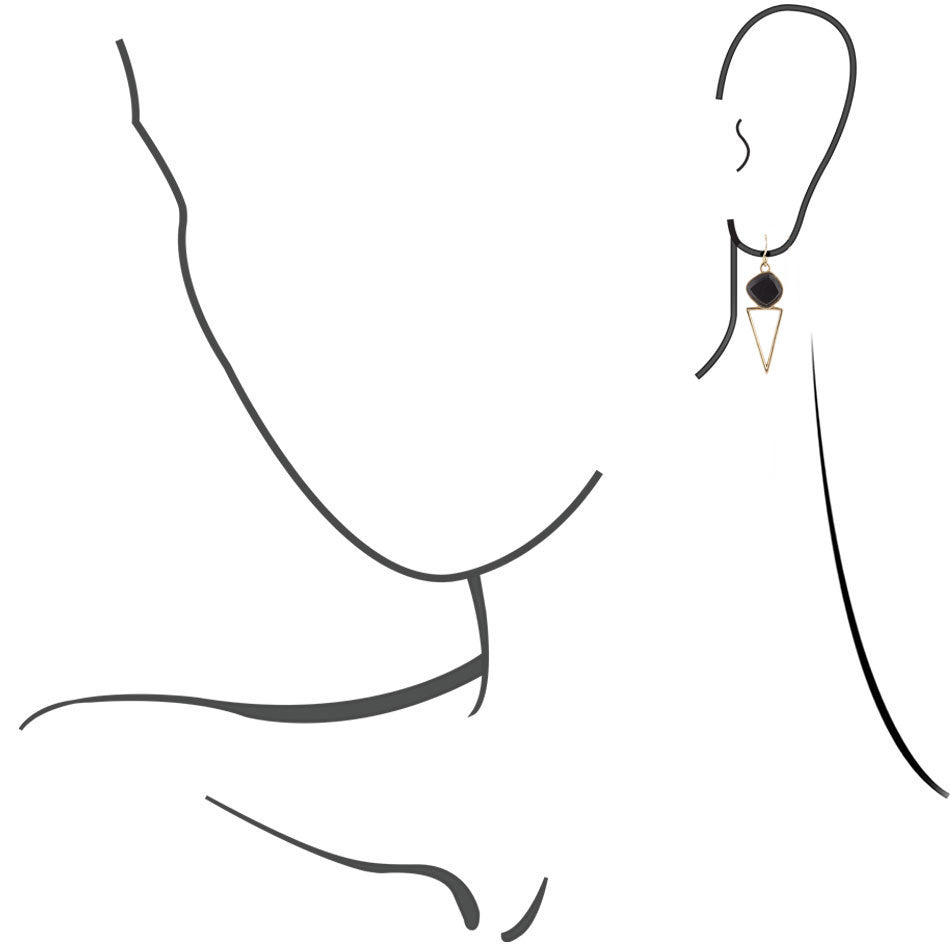 Onyx and Bronze Triangle Earrings Barse Jewelry