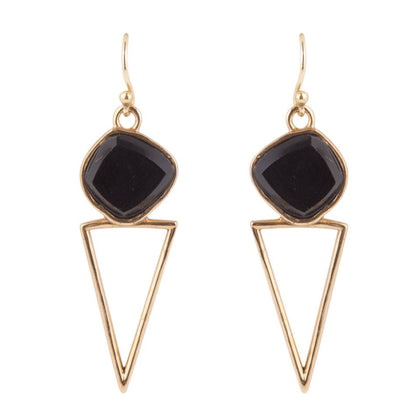 Onyx and Bronze Triangle Earrings Barse Jewelry
