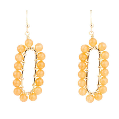 Orange Apricot Jade Endless Golden Loop Earrings Barse Jewelry