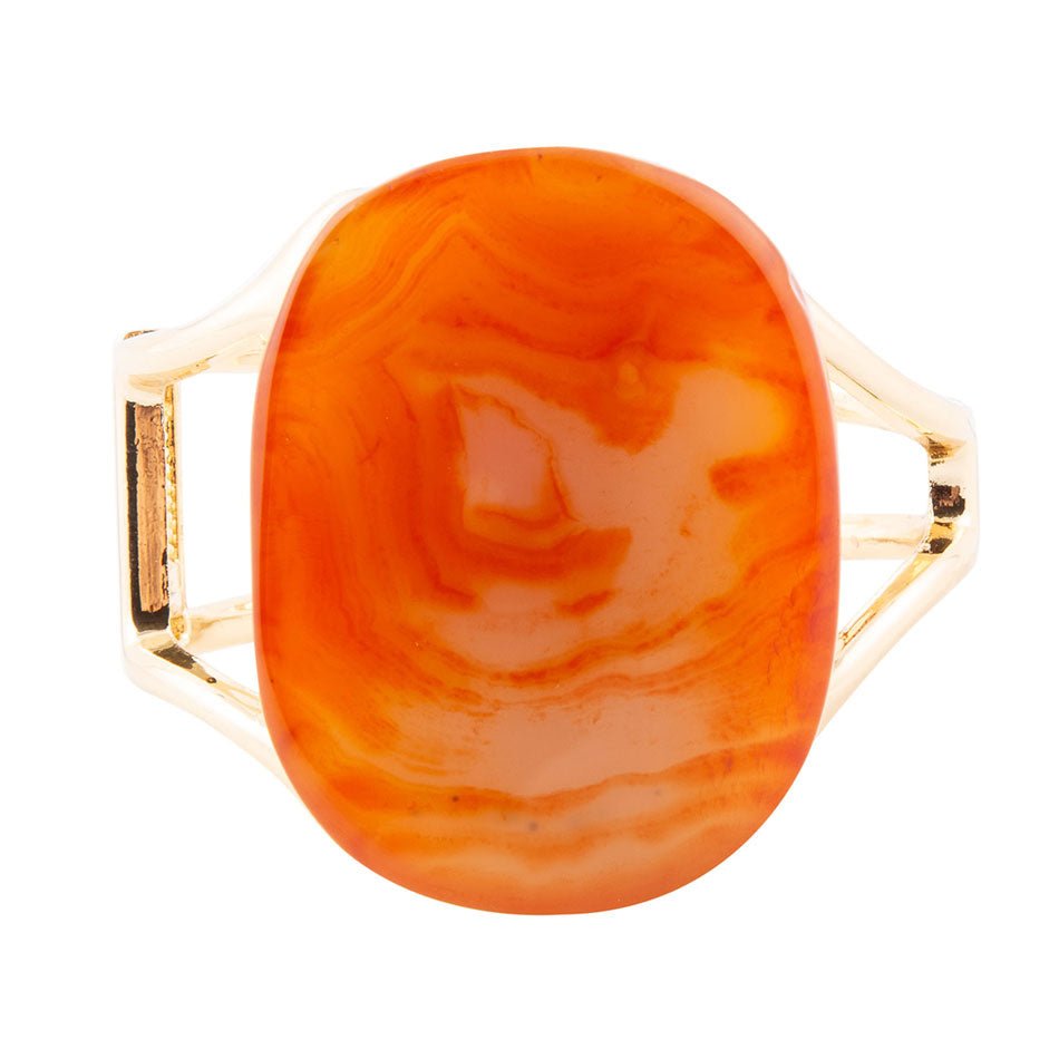 Orange Carnelian Golden Cuff Bracelet Barse Jewelry