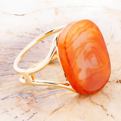 Orange Carnelian Golden Cuff Bracelet Barse Jewelry