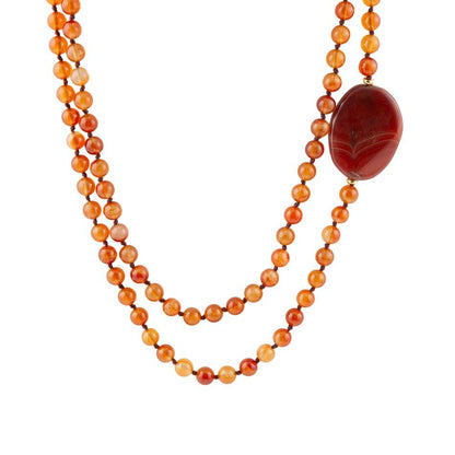 Orange Carnelian Knotted Necklace Barse Jewelry