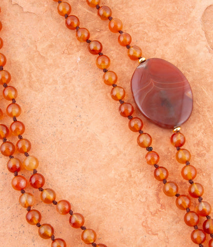 Orange Carnelian Knotted Necklace Barse Jewelry