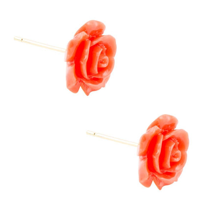 Orange Coral Rose Post Stud Earrings Barse Jewelry