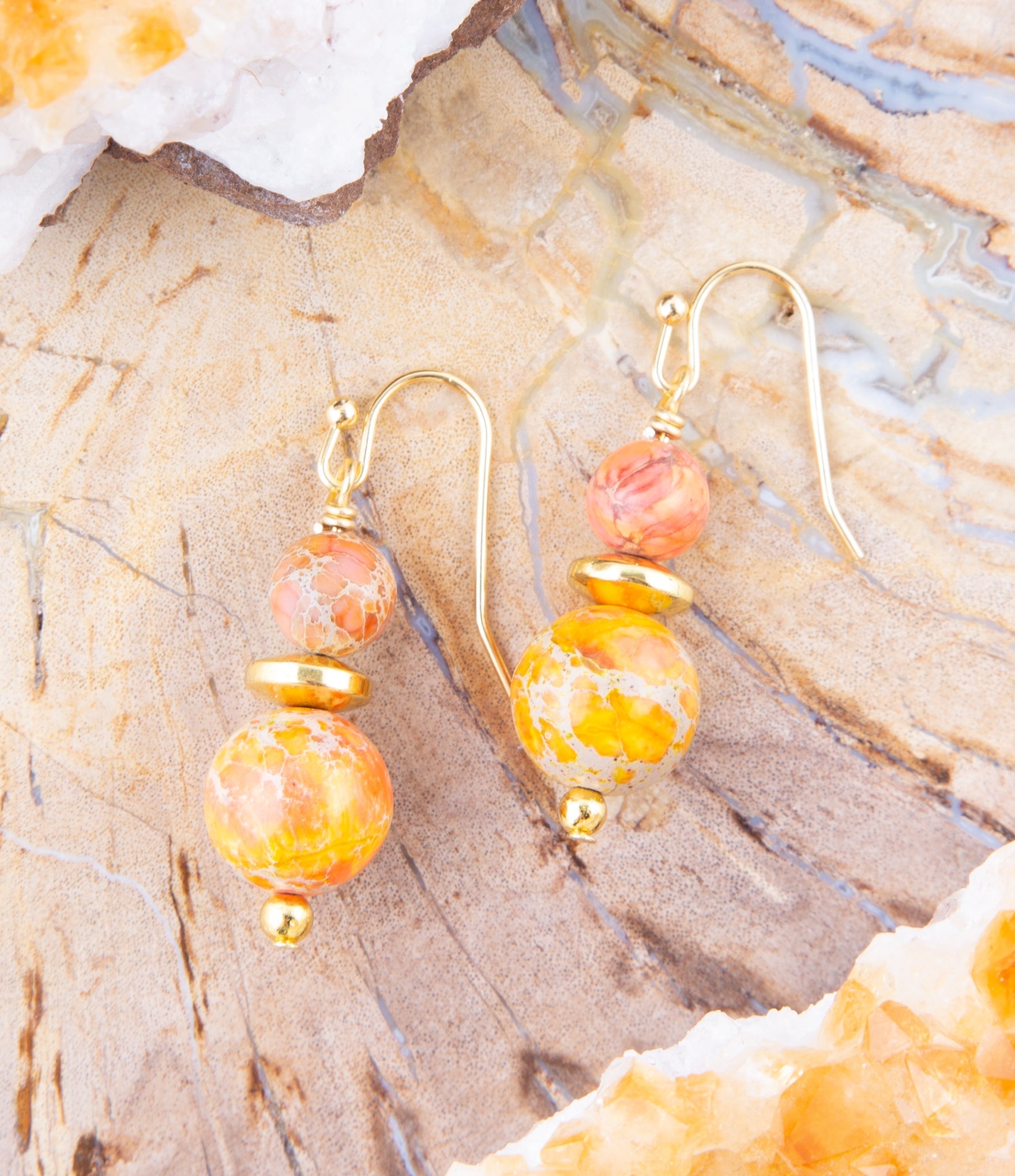 Orange Jasper Drop Earrings Barse Jewelry