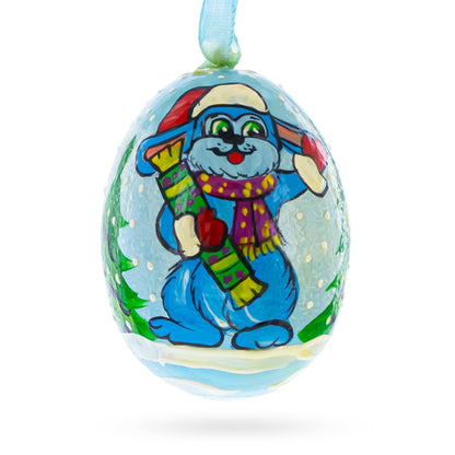 Bunny with Present Wooden Christmas Ornament BestPysanky