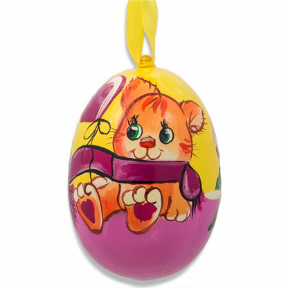 Cat with Balloon and Roses Wooden Christmas Ornament 3 Inches BestPysanky