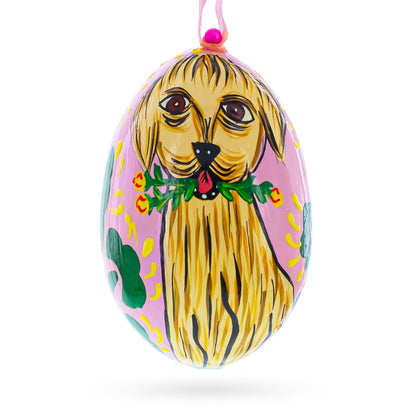 Dog with Flower Wooden Christmas Ornament 3 Inches BestPysanky