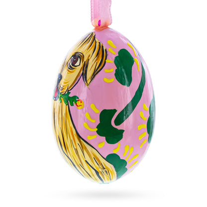 Dog with Flower Wooden Christmas Ornament 3 Inches BestPysanky