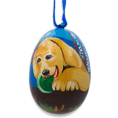Yellow Labrador with Ball Wooden Christmas Ornament 3 Inches BestPysanky