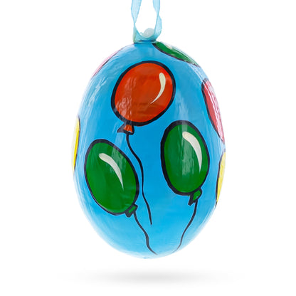 Cat with Balloon and Flowers Wooden Christmas Ornament 3 Inches BestPysanky