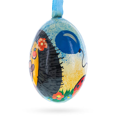 Hedgehog with Balloons Wooden Christmas Ornament 3 Inches BestPysanky