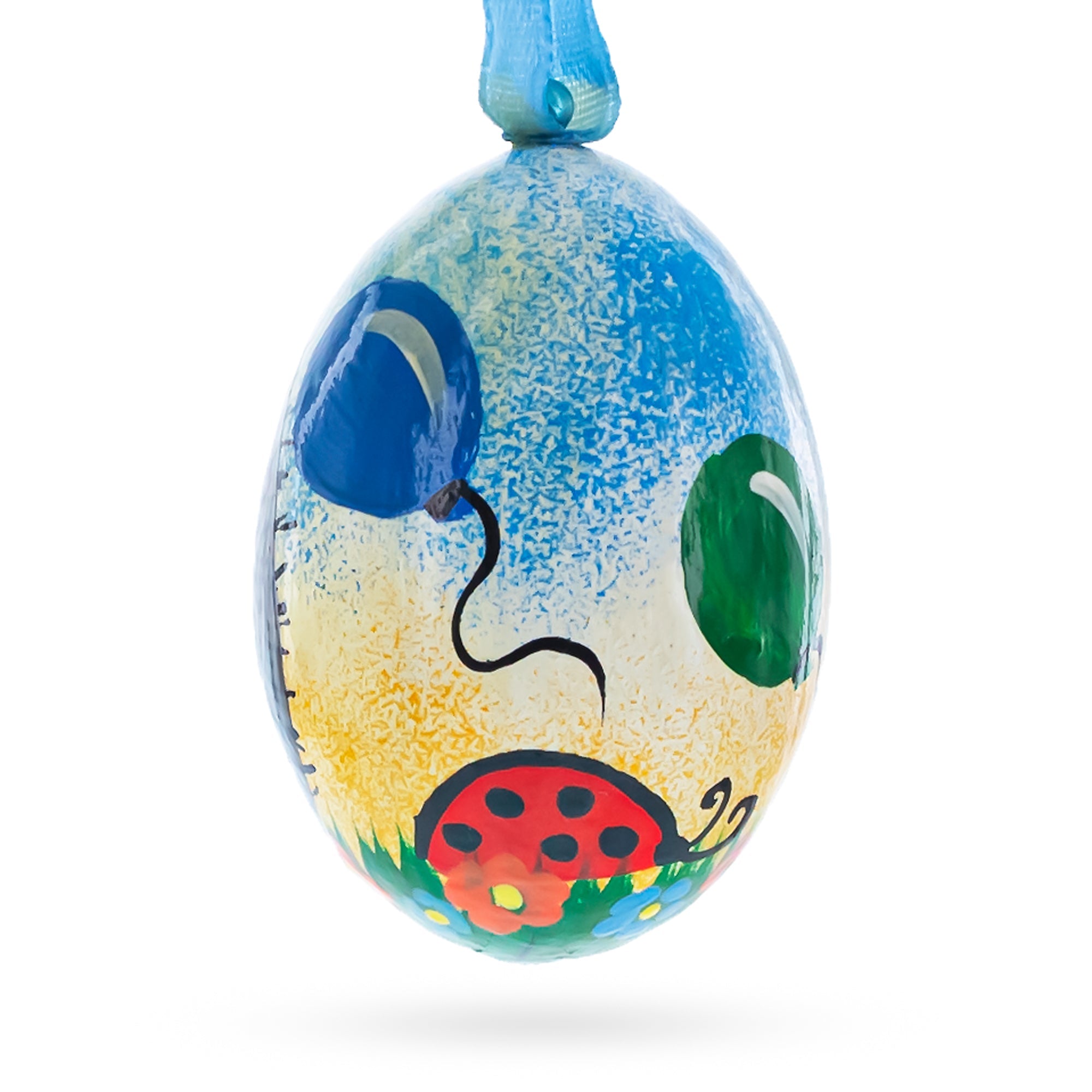 Hedgehog with Balloons Wooden Christmas Ornament 3 Inches BestPysanky