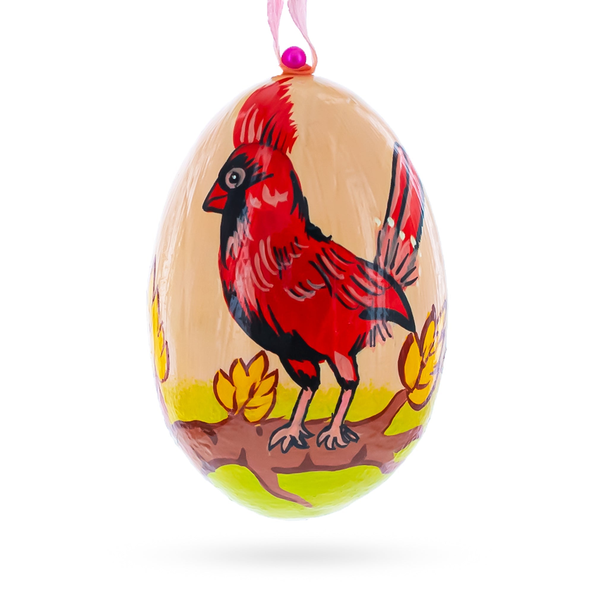Cardinal Bird in Autumn Wooden Christmas Ornament 3 Inches BestPysanky