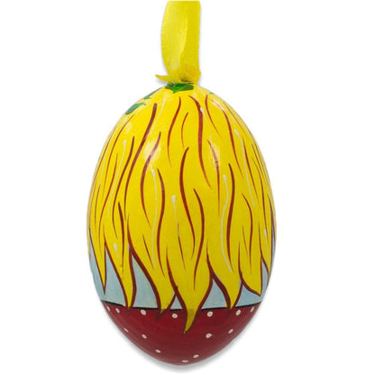 Doll with Sunflower Wooden Egg Ornament 3 Inches BestPysanky