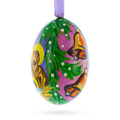 Mary and Joseph Overlooking Jesus Wooden Christmas Ornament 3 Inches BestPysanky