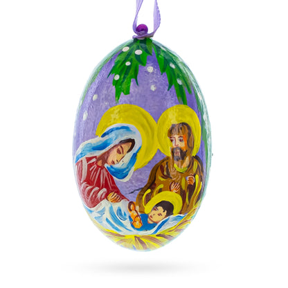 Mary and Joseph Overlooking Jesus Wooden Christmas Ornament 3 Inches BestPysanky