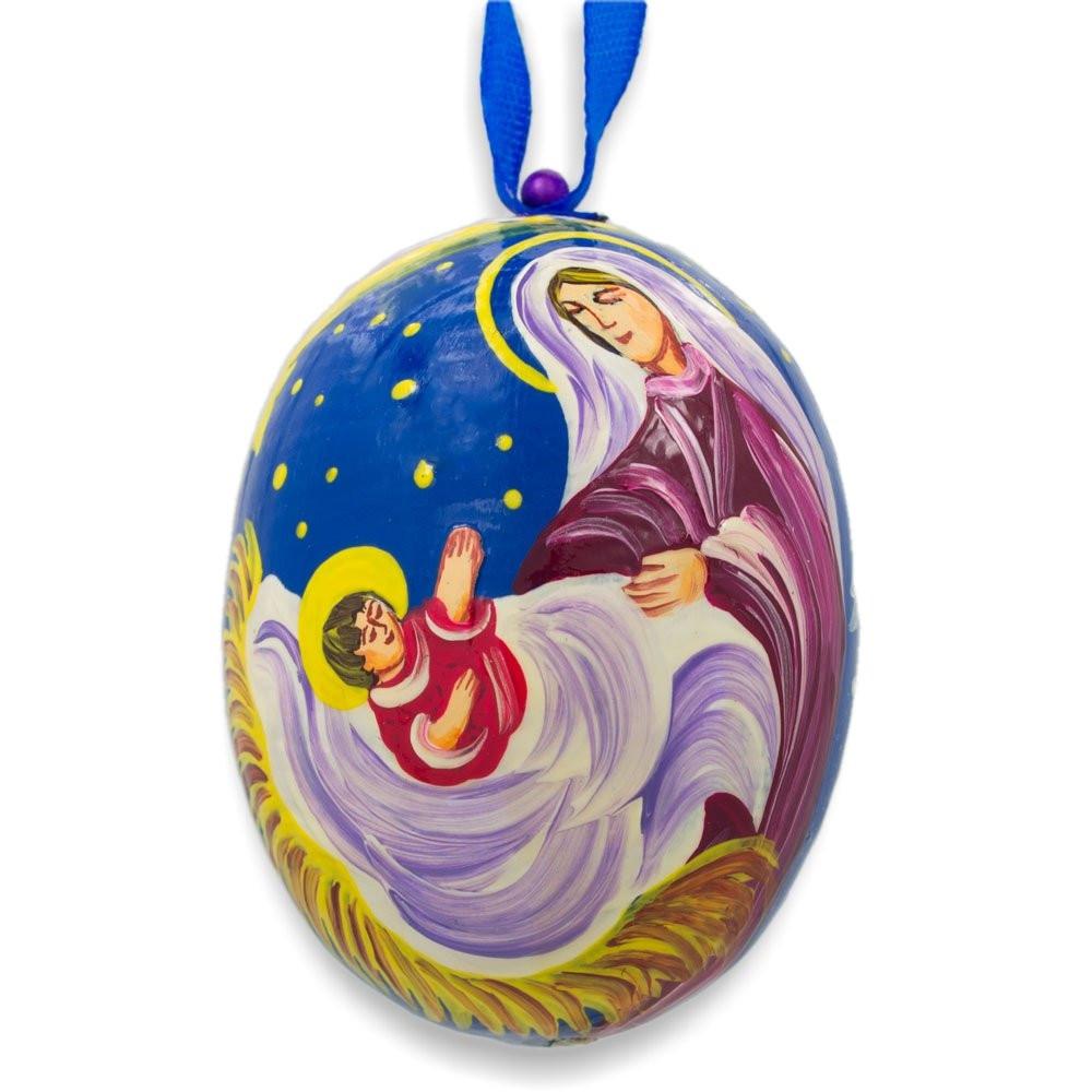 Mary Overlooking Jesus Wooden Christmas Ornament 3 Inches BestPysanky