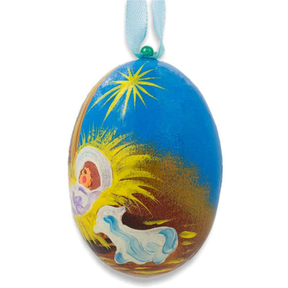 Wiseman, Lamb and Jesus Nativity Scene Wooden Christmas Ornament 3 Inches BestPysanky