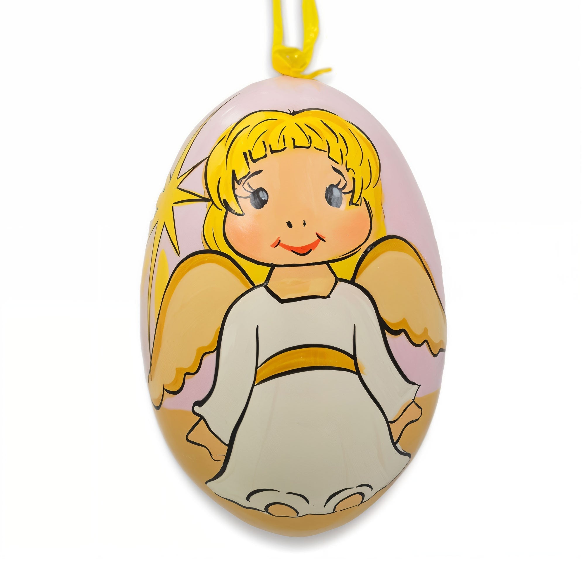 Angel with Golden Wings Wooden Christmas Ornament 3 Inches BestPysanky