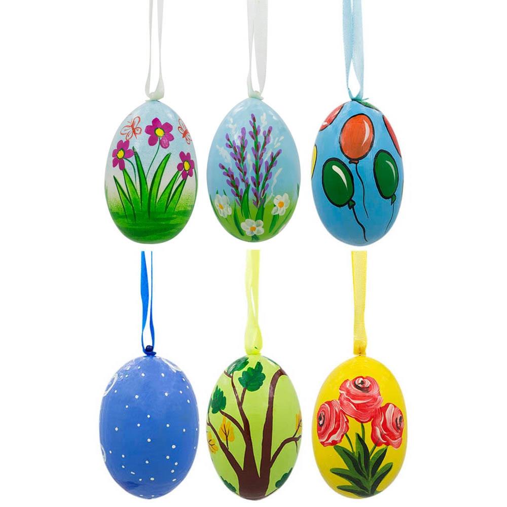 Set of 6- Chick, Cardinal Bird, Cat, Dog Wooden Christmas Ornaments 3 Inches BestPysanky