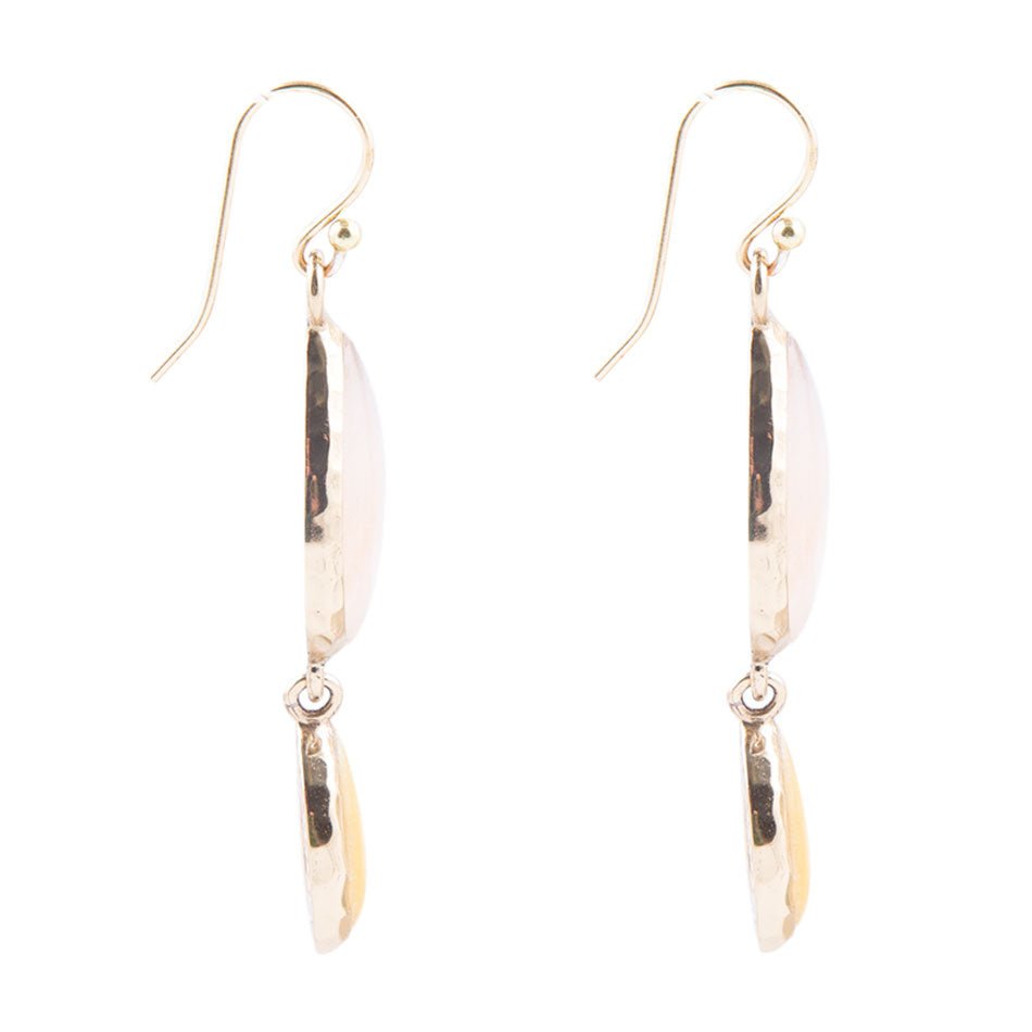 Peach Aventurine and Yellow Jade Drop Earrings Barse Jewelry