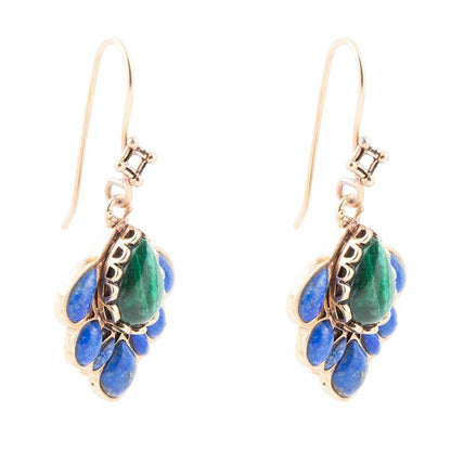 Peacock Blue Lapis Golden Drop Earrings Barse Jewelry