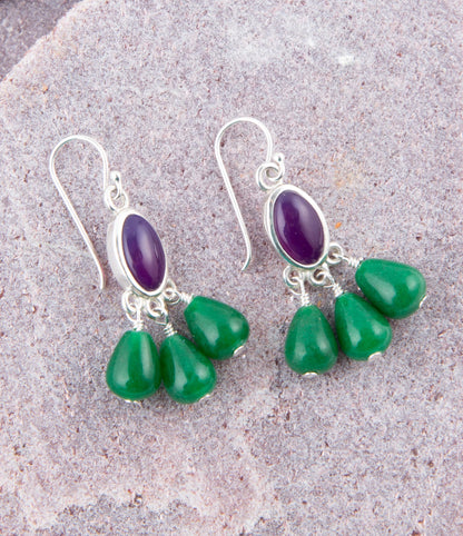 Peacock Purple Agate Drop Earrings Barse Jewelry