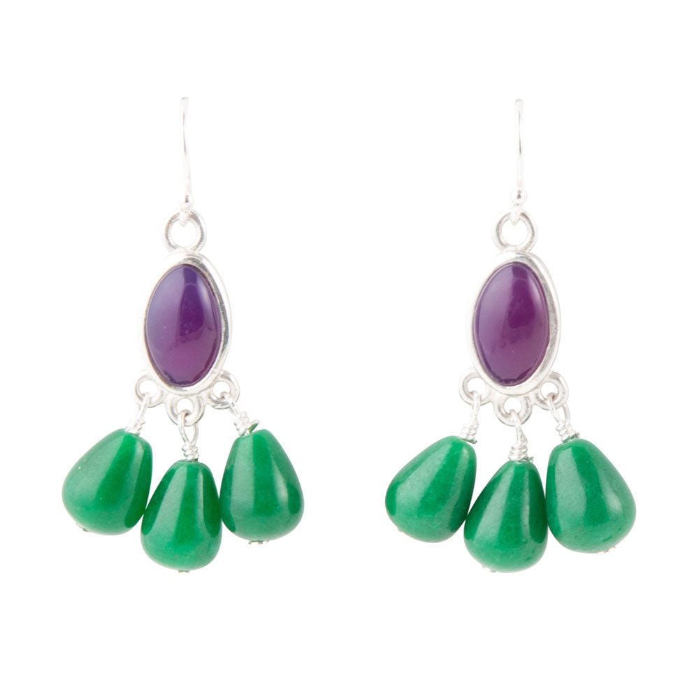 Peacock Purple Agate Drop Earrings Barse Jewelry