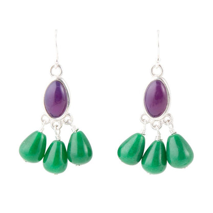 Peacock Purple Agate Drop Earrings Barse Jewelry