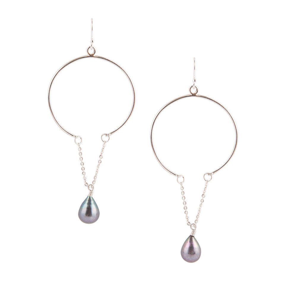 Pearl and Sterling Silver Chain Earrings Barse Jewelry