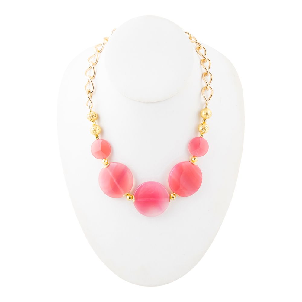 Peony Fuchsia Pink Agate Statement Necklace Barse Jewelry