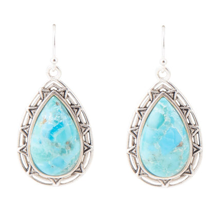 Perfect Blue Turquoise Sterling Silver Drop Earrings Barse Jewelry